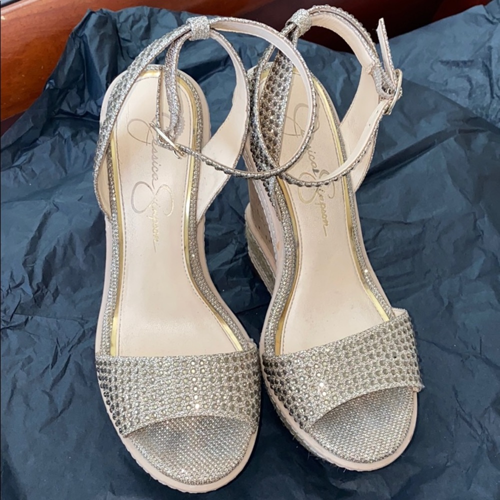 Jessica Simpson crystal embellished wedges!